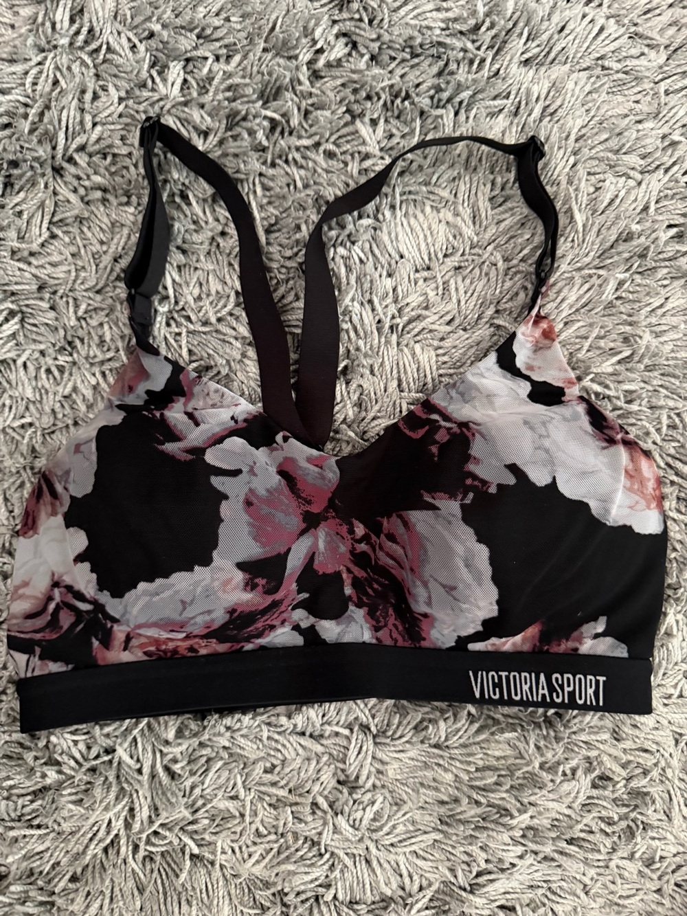 Victoria's Secret Floral Black & Pink Sports Bra